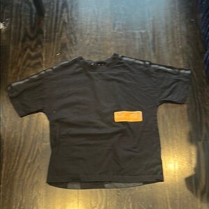 Black T-Shirt with Orange Patch